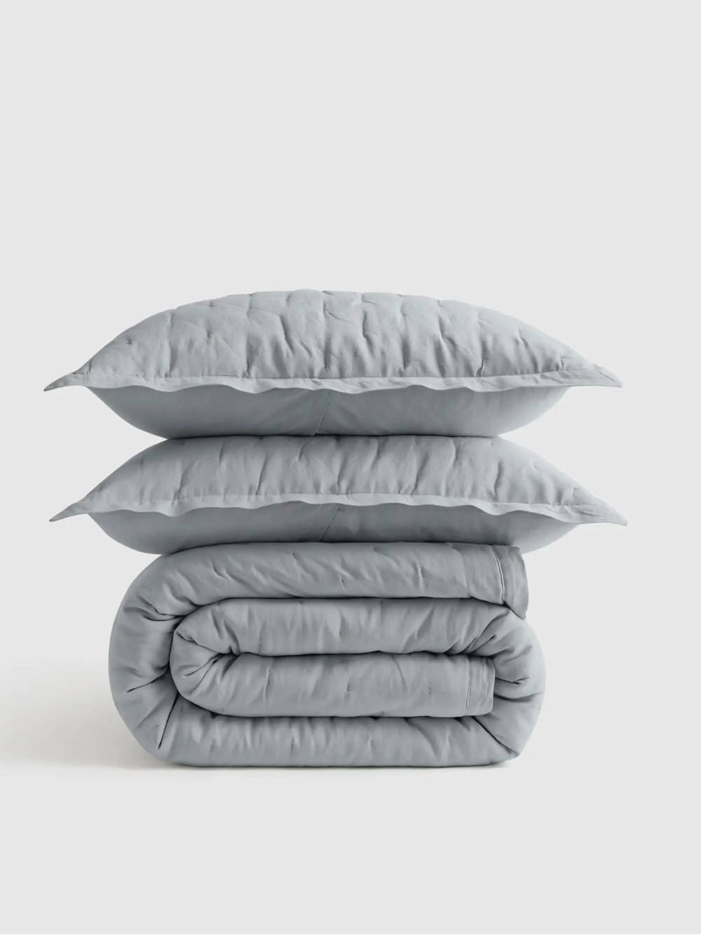 Quince European Linen Dream Quilt Set in Mist Queen